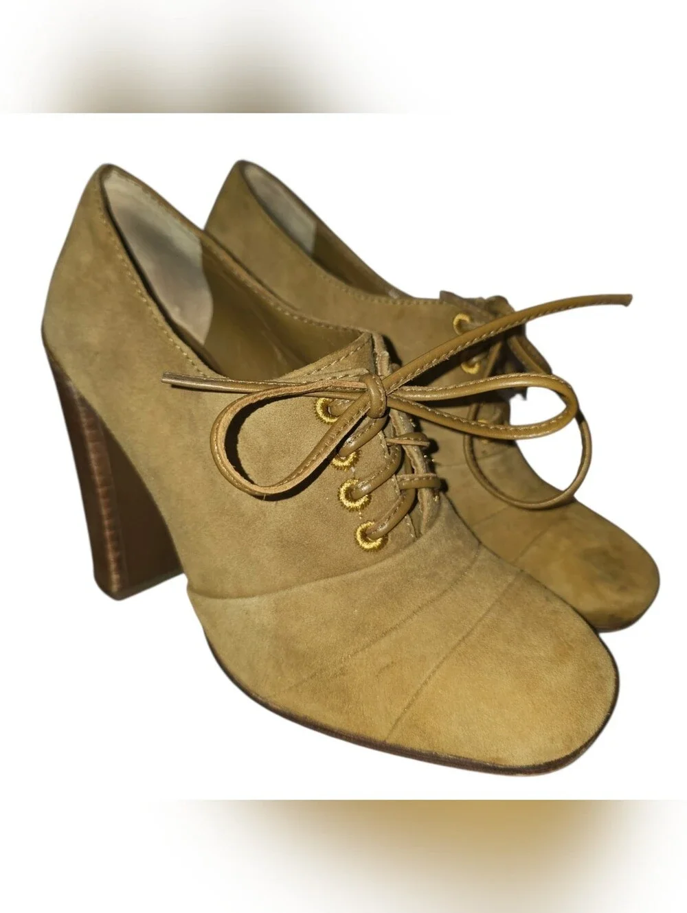 TORY BURCH Sz 6 Tan Suede Lace Up Distressed Re-Soled Bottom Boho Ankle Booties